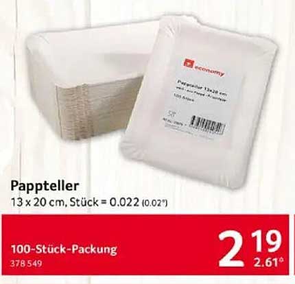 Pappteller 13 x 20 cm, 100 Stück-Packung