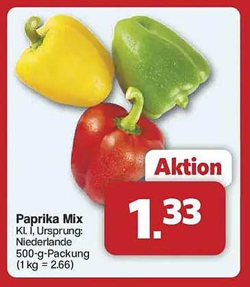 Paprika Mix - Ki. I, Ursprung: Niederlande 500-g-Packung