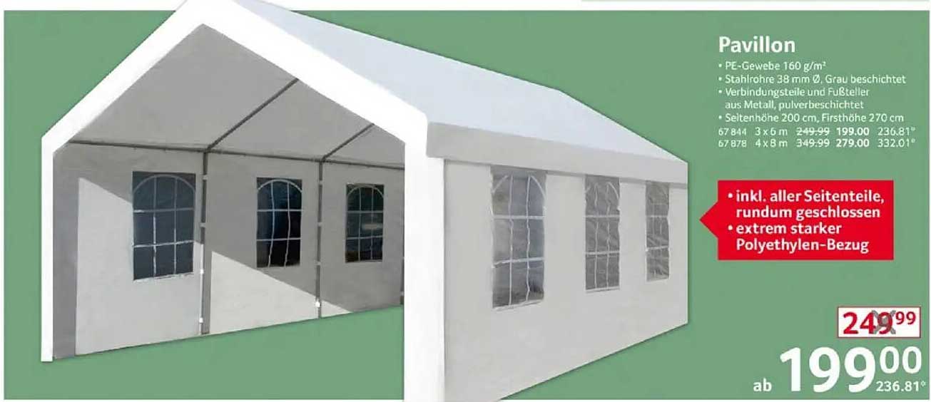 Pavillon 3x6m inkl. aller Seitenteile, rundum geschlossen