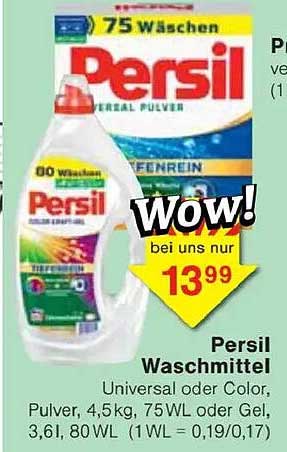 Persil Waschmittel - Universal oder Color, Pulver 4,5 kg, 75 WL