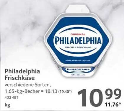 Philadelphia Frischkäse - verschiedene Sorten 1,65 kg