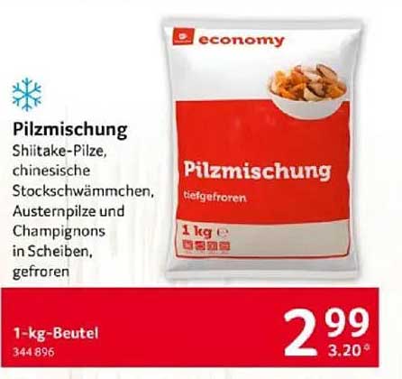 Pilzmischung gefroren - Shiitake, Stockschwämmchen, Austernpilze und Champignons