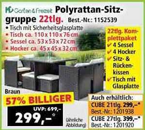 Poly rattan-Sitzgruppe 22-tlg.