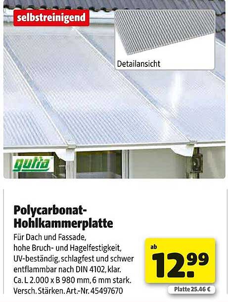 Polycarbonat-Hohlkammerplatte ab 12,99 €