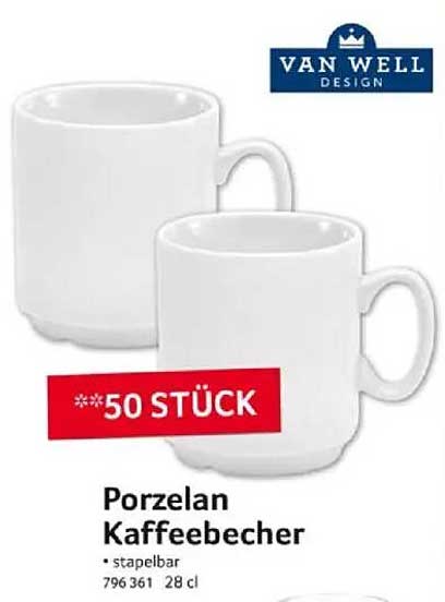 Porzellan Kaffee-Becher 50 Stück