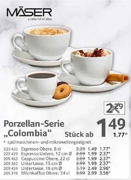 Porzellan-Serie „Colombia“ Stück ab 1,49