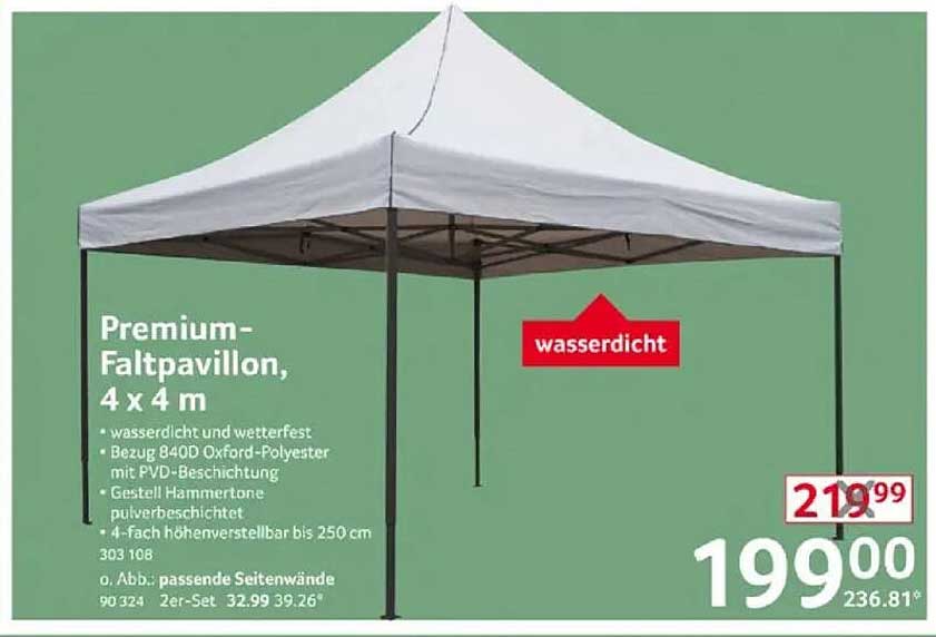 Premium-Faltpavillon, 4 x 4 m