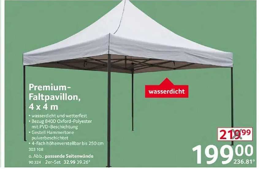 Premium-Faltpavillon, 4 x 4 m