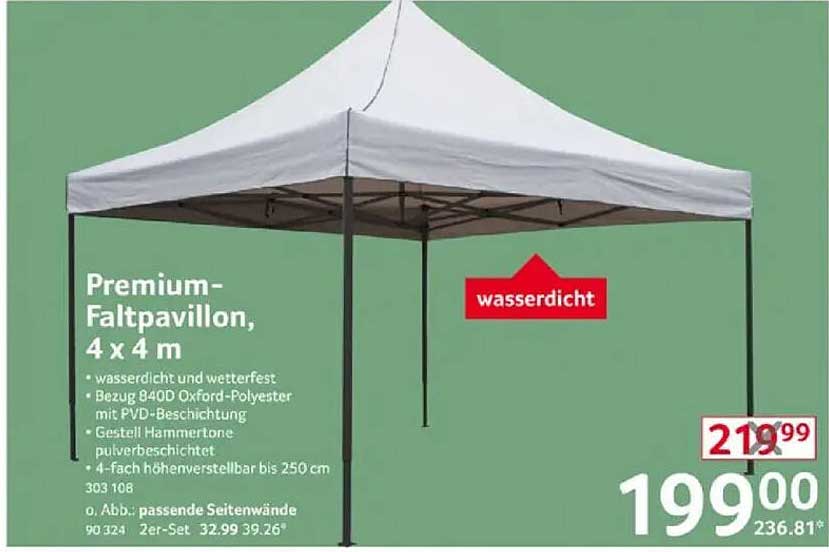 Premium-Faltpavillon, 4 x 4 m