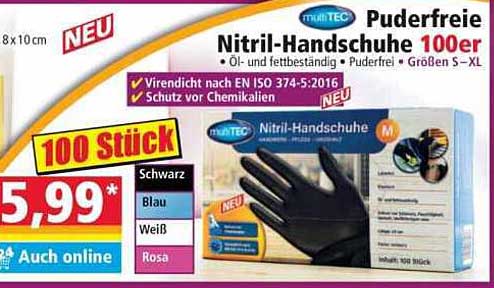 Puderfreie Nitril-Handschuhe 100er