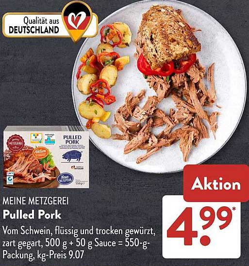 Pulled Pork - Zartes vom Schwein, 500 g + 50 g Sauce
