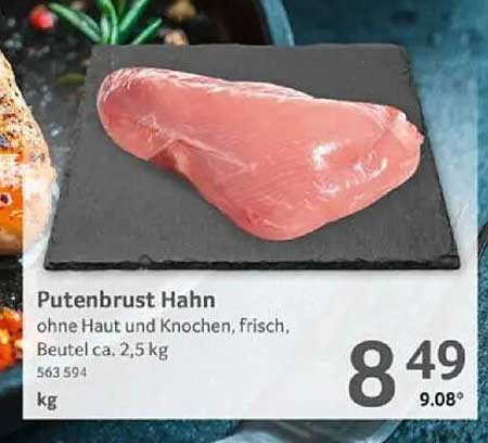 Puttenbrust Hahn ohne Haut und Knochen, frisch, Beutel ca. 2,5 kg