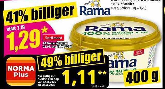 Rama 100% natürliche Zutaten 400 g Becher