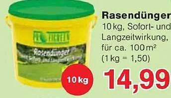 Rasendünger 10 kg - Sofort- und Langzeitwirkung für ca. 100 m²