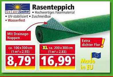 Rasenteppich - Hochwertiges Fasermaterial, UV-stabilisiert und wasserfest