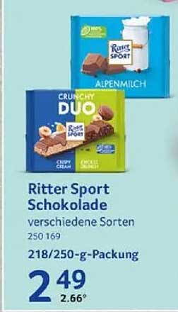 Ritter Sport Schokolade verschiedene Sorten 218/250-g-Packung
