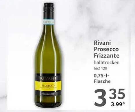 Rivani Prosecco Frizzante halbtrocken 0,75-Liter-Flasche