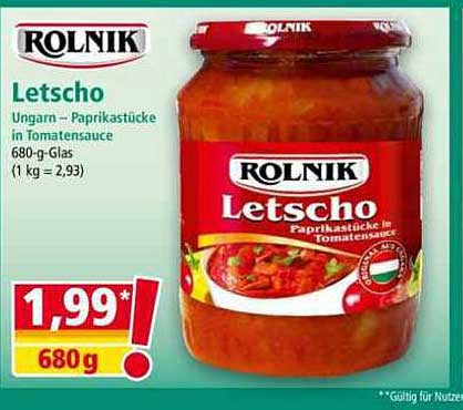 ROLNIK Letscho - Ungarn Paprikastücke in Tomatensauce