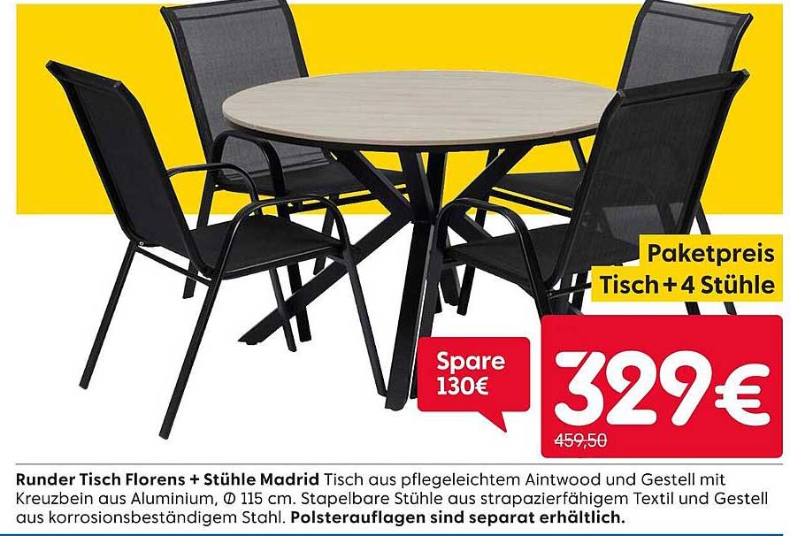 Runder Tisch Florens + Stühle Madrid
