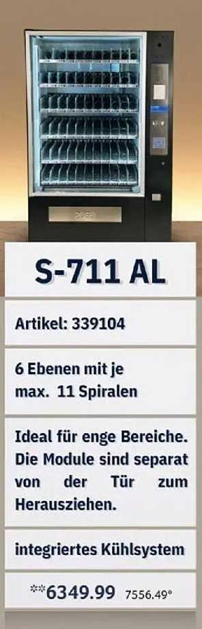 S-711 AL Snackautomaten mit integriertem Kühlsystem