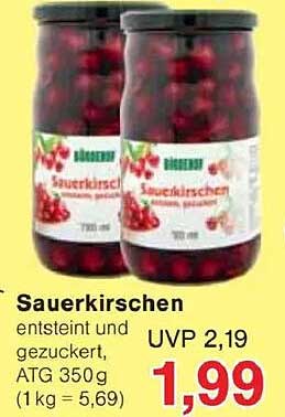 Sauerkirschen entsteint und gezuckert, ATG 350 g