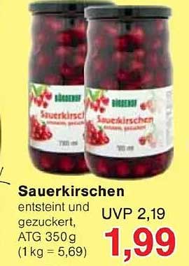 Sauerkirschen entsteint und gezuckert, ATG 350g
