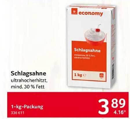 Schlagsahne 1 kg Packung - Economy