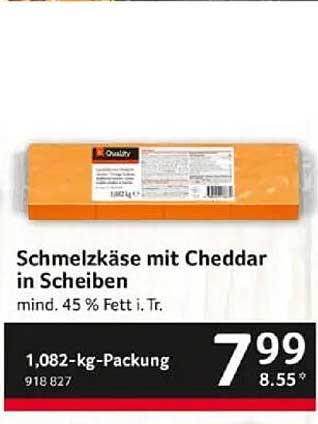 Schmelzkäse mit Cheddar in Scheiben
