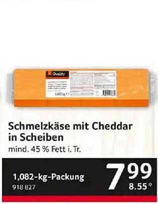 Schmelzkäse mit Cheddar in Scheiben