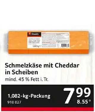 Schmelzkäse mit Cheddar in Scheiben