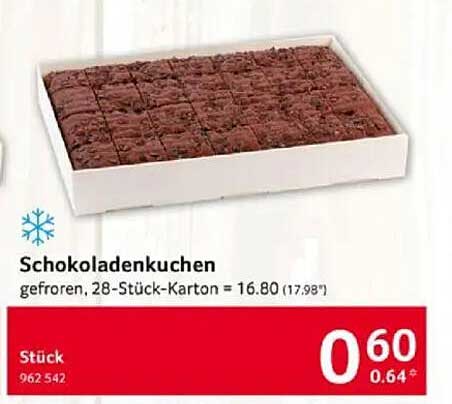 Schokoladenkuchen gefroren, 28 Stück im Karton