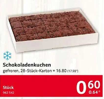 Schokoladenkuchen - gefroren, 28-Stück-Karton