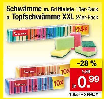 Schwämme m. Griffleiste 10er-Pack o. Topfschwämme XXL 24er-Pack