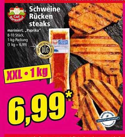 Schweine Rückensteaks mariniert, Paprika – 1-kg-Packung