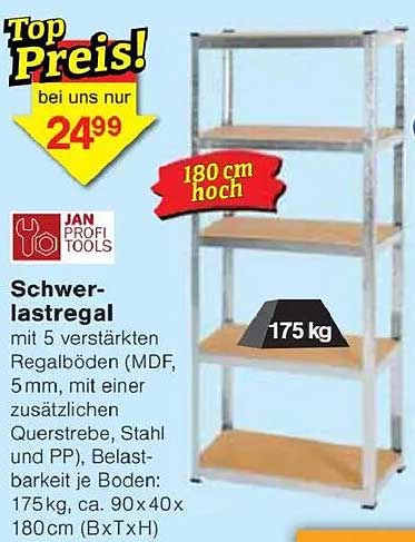 Schwerlastregal mit 5 verstärkten Regalböden