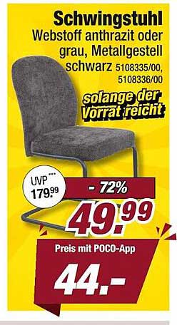Schwingstuhl Webstoff anthrazit oder grau, Metallgestell schwarz