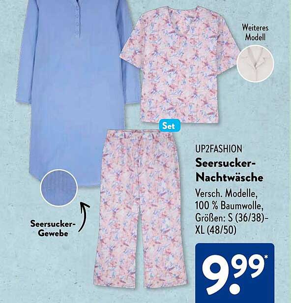 Seersucker-Nachtwäsche von UP2FASHION