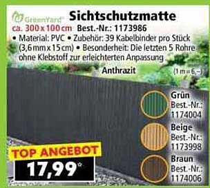Sichtschutzmatte Anthrazit ca. 300 x 100 cm