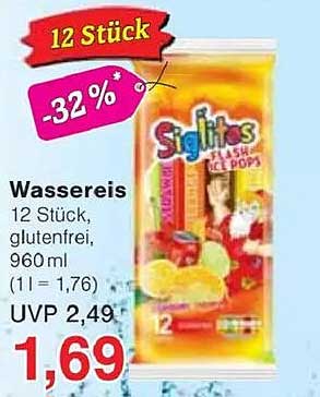 Siglitos Wassereis 12 Stück – Erfrischender Genuss für heiße Tage