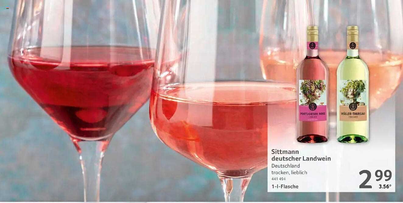 Sittmann deutscher Landwein - 1 l Flasche - Portugieser Rosé und Müller-Thurgau