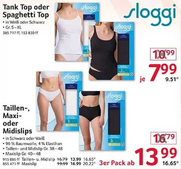 Sloggi Tank Tops und Taillen-, Maxi- oder Midislips