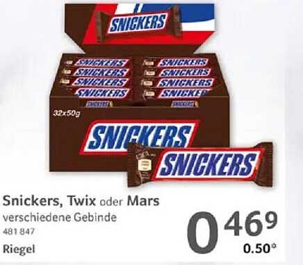 Snickers, Twix oder Mars – verschiedene Gebinde