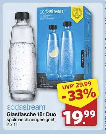 sodastream Glasflasche für Duo spülmaschinengeeignet, 2 x 1 l