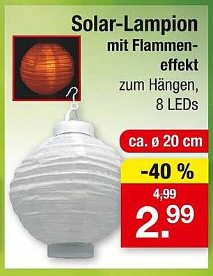 Solar-Lampion mit Flammeneffekt zum Hängen, 8 LEDs