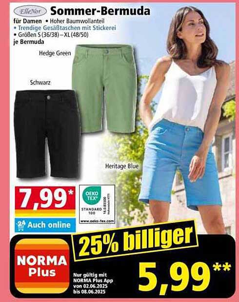 Sommer-Bermuda für Damen mit hohem Baumwollanteil