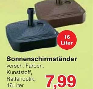 Sonnenschirmständer - verschiedene Farben, Kunststoff, Rattanoptik, 16 Liter