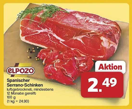 Spanischer Serrano-Schinken, luftgetrocknet, mindestens 12 Monate gereift