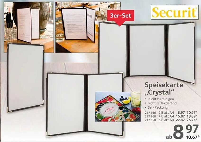 Speisekarte "Crystal" - 3er Set