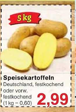 Speisekartoffeln 5 kg - Deutschland, festkochend oder vorw. festkochend