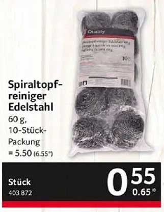Spiraltopfreiniger Edelstahl 60 g, 10-Stück-Packung
